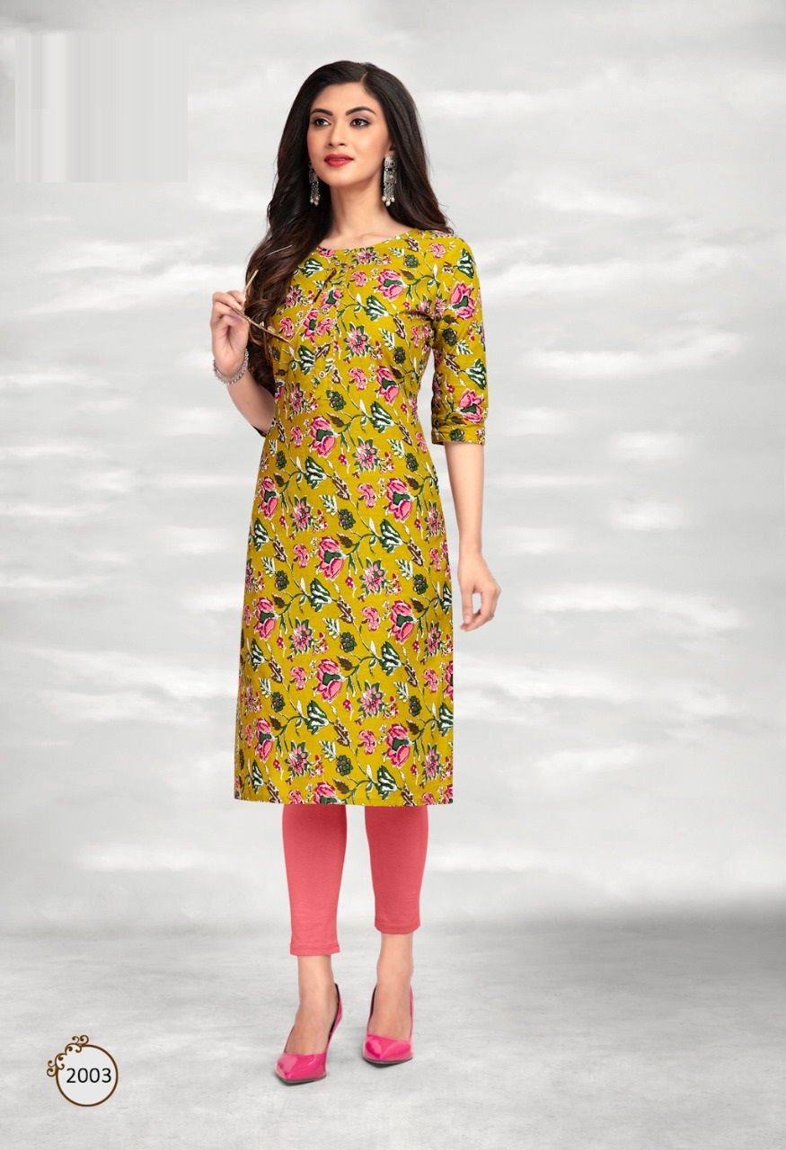 Traditional 2 Cotton Regular Wear Printed Designer Kurti Collection